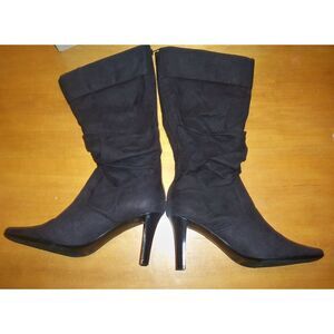 Womans Maurices Black Conan Gathe Zip‎ Knee High Boots Size 10 Med Suede